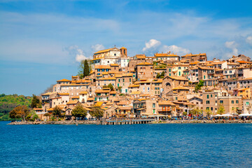 Anguillara Sabazia on Lake Bracciano, Lazio, central Italy. - obrazy, fototapety, plakaty