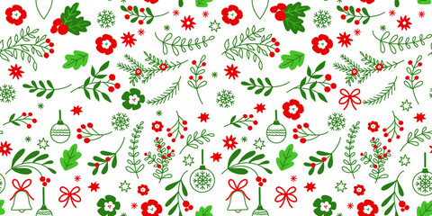 seamless Christmas pattern background isolated on transparent background