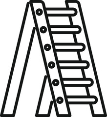 Old ladder icon outline vector. Wood safety. Portable tool