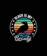 Bird, crow, Black vector t-shirt design