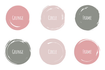 Circle brush stroke, hand drawn paint frame for design logo, banner, card. Vector