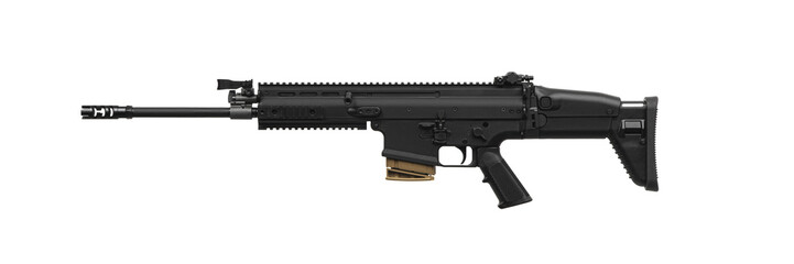 Modern automatic rifle isolated on white. Weapons for police, special forces and the army....