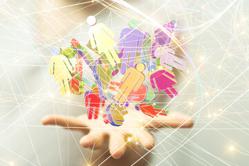 Global network. Blockchain. 3D illustration. Neural networks and artificial intelligence. Abstract