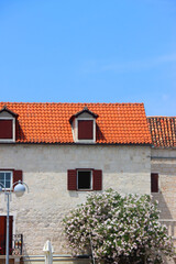 Traditional Mediterranean architecture in Supetar, on island Brac, Croatia.