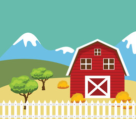 Obraz na płótnie Canvas Vector illustration of farm building and related items