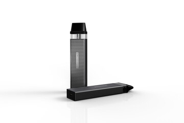 Dark Grey Metallic Electronic Vape Scene Illustration isolated on a white background. 3D Render Illustration