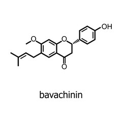 The molecular structure of Bavachinin, a drug that is also effective against coronavirus.