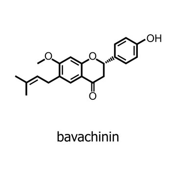 The molecular structure of Bavachinin, a drug that is also effective against coronavirus.