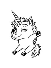 Sitzendes Dabbing Einhorn Mädchen 
