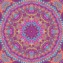 Festival art festive seamless pattern mandala. Ethnic geometric mandala doodle art print. Colorful psychdedlic background ornament