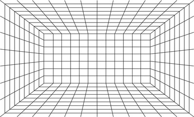 Perspective Grid Black Thin Line. Vector