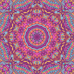 Festive Colorful Tribal ethnic seamless vector pattern ornamental psychedelic mandala art