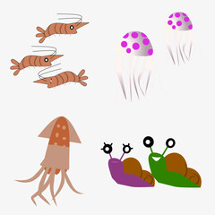 sea ​​animal bundle illustration