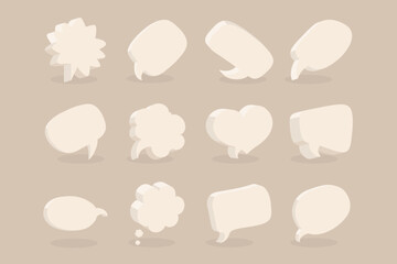 set of 3D vector speech bubble or bubble chat colorized editable in flat style design