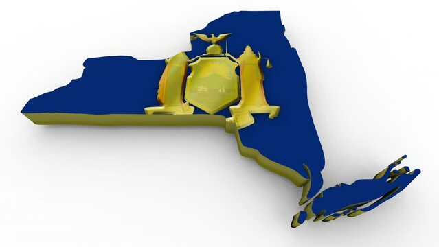 New York NY State Map Flag Background 3d Animation