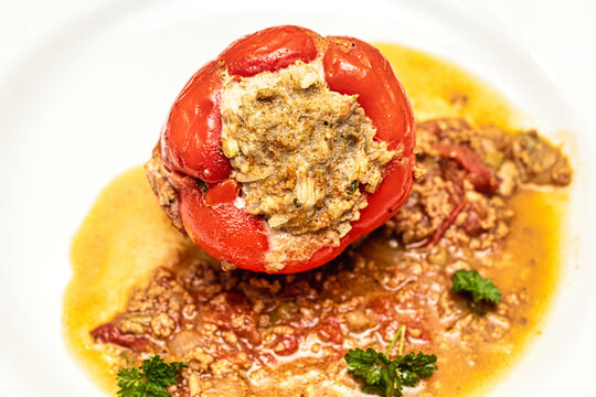spicy stuffed paprika with rice 