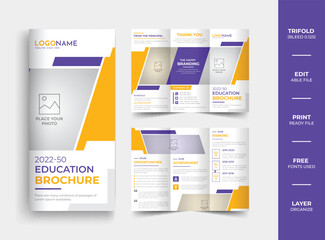Back to kids education admission trifold brochure design template 