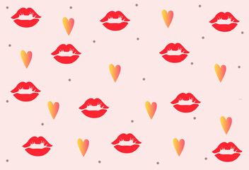 Abstract modern background with kisses and geometric shapes. Vector background
