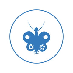 Black butterflies on sky icon | Circle version icon |