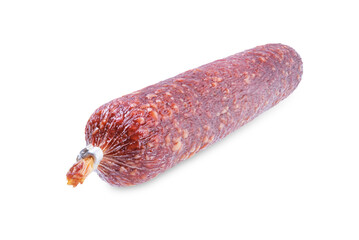 Salami sausage on a white isolated background