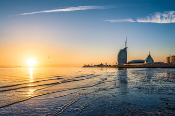 Sunset at the coast in Bremerhaven, Germany - 528800390