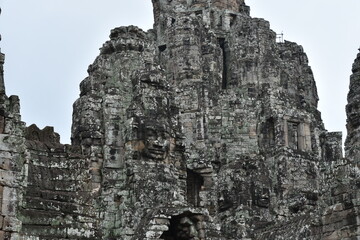 Bayon Temple Architecture with Carved Face, Siem Reap, Cambodia