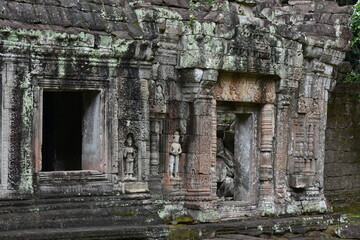 Fototapeta na wymiar Preah Khan Temple Detail with One Window, Siem Reap, Cambodia