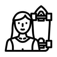 skateboarding female sport line icon vector. skateboarding female sport sign. isolated contour symbol black illustration