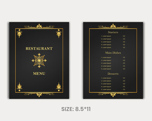 Luxury Black and Gold restaurant menu design