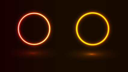 Naklejka premium WebNeon figure on a dark background. Two rings. Circles.