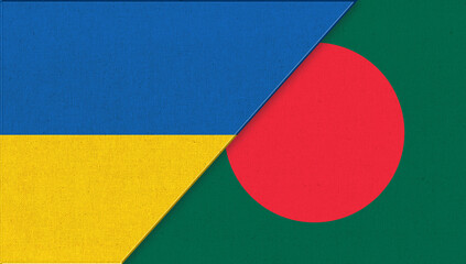 Flag of Ukraine and Bangladesh. Two Flag Together