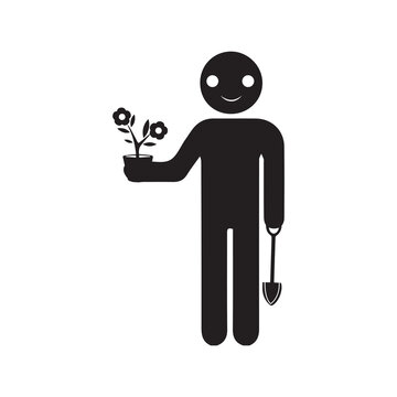 recommend clip art: Cultivator gardener planter icon | Black Vector illustration |