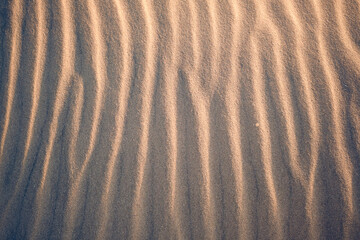 Sand texture at the beach in the evening. High quality photo