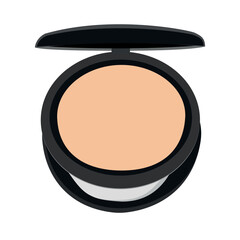 Press powder compact with bright base colour and shiny black round package 