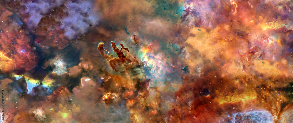 Wall mural somewhere in deep space. pillars of creations and space dust. science fiction. elements of this imag