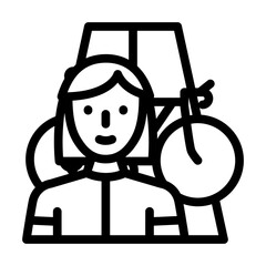 cycling female sport line icon vector. cycling female sport sign. isolated contour symbol black illustration