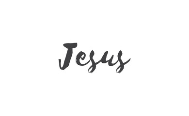 Jesus vector calligraphy lettering. Faith in the lord religious banner. Praise.