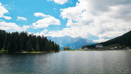 Lake in Dolomite Alps in Italy