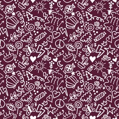 Chalkboard doodle cartoon seamless back to school pattern for kids clothes print and wrapping paper
