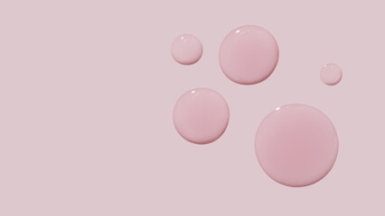 Round drops of gel serum on a pink background