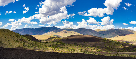 Diverse Regenerating Hilly Landscape of Volcanic Origin, Craters of the Moon National Monument &...