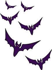 bats flat illustration isolated on white. halloween and mystic forest series