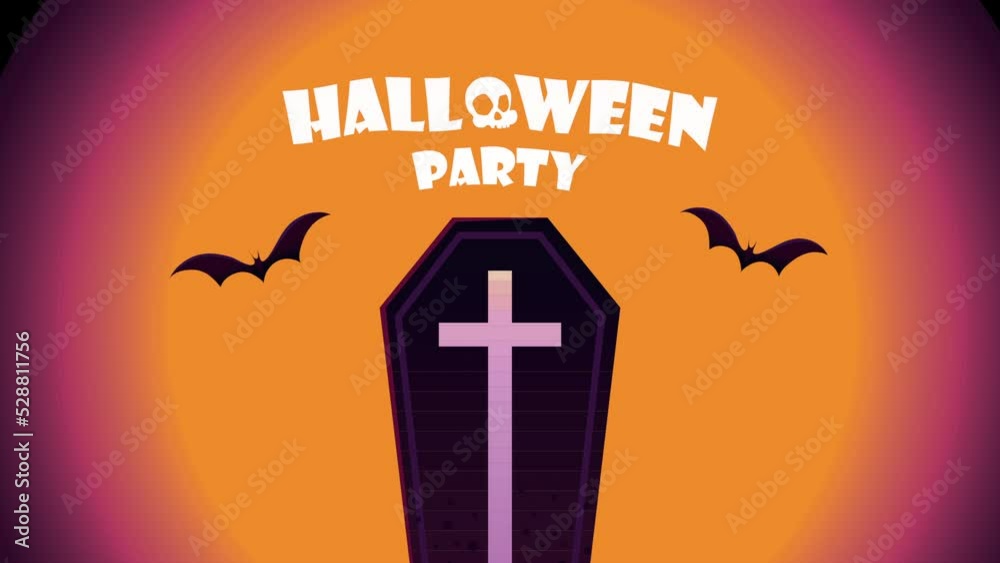 Wall mural happy halloween lettering invitation animation