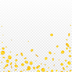 European Union Euro coins falling. Scattered gold