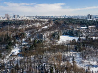 Aerial Winter view of South Park in city of Sofia, Bulgaria