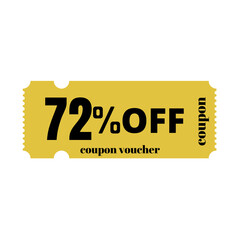 72% big sale discount, special offer,(Black Friday) coupon voucher number tag vector illustration. Seventy two