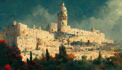 The landscape of majestic Jerusalem - obrazy, fototapety, plakaty