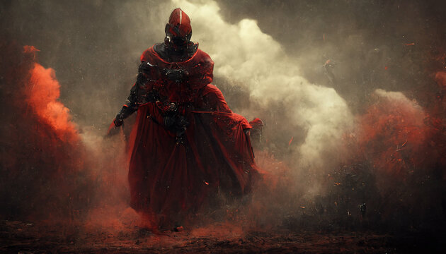Futuristic abstract concept art of the Red Dark Knight