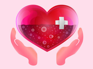 Charity hands supporting heart icon flat design vector illustration