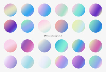 Set of vector gradients, modern combinations of colors and shades. Color gradient palette in the form of circles.
